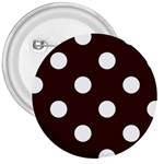 Polka Dots - White on Dark Sienna Brown 3  Button