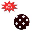 Polka Dots - White on Dark Sienna Brown 1  Mini Magnet (10 pack)