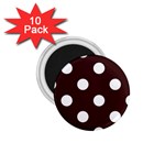 Polka Dots - White on Dark Sienna Brown 1.75  Magnet (10 pack)