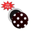 Polka Dots - White on Dark Sienna Brown 1.75  Magnet (100 pack)