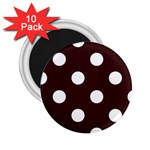Polka Dots - White on Dark Sienna Brown 2.25  Magnet (10 pack)