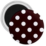 Polka Dots - White on Dark Sienna Brown 3  Magnet