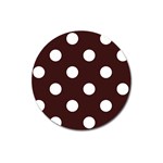 Polka Dots - White on Dark Sienna Brown Magnet 3  (Round)