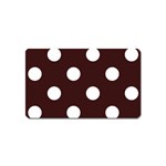Polka Dots - White on Dark Sienna Brown Magnet (Name Card)