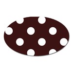 Polka Dots - White on Dark Sienna Brown Magnet (Oval)
