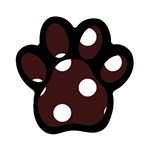 Polka Dots - White on Dark Sienna Brown Magnet (Paw Print)