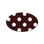 Polka Dots - White on Dark Sienna Brown Sticker Oval (100 pack)