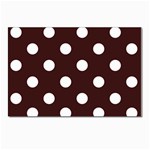 Polka Dots - White on Dark Sienna Brown Postcard 4  x 6 