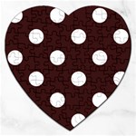 Polka Dots - White on Dark Sienna Brown Jigsaw Puzzle (Heart)