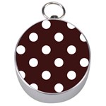 Polka Dots - White on Dark Sienna Brown Silver Compass
