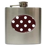 Polka Dots - White on Dark Sienna Brown Hip Flask (6 oz)