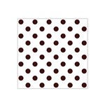 Polka Dots - Dark Sienna Brown on White Satin Bandana Scarf