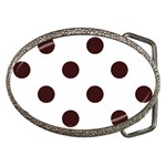 Polka Dots - Dark Sienna Brown on White Belt Buckle