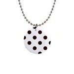 Polka Dots - Dark Sienna Brown on White 1  Button Necklace