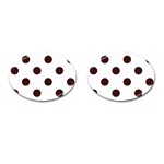 Polka Dots - Dark Sienna Brown on White Cufflinks (Oval)