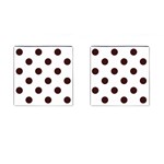 Polka Dots - Dark Sienna Brown on White Cufflinks (Square)