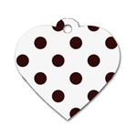 Polka Dots - Dark Sienna Brown on White Dog Tag Heart (One Side)