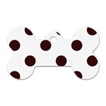 Polka Dots - Dark Sienna Brown on White Dog Tag Bone (Two Sides)