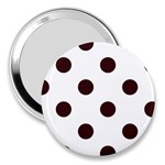 Polka Dots - Dark Sienna Brown on White 3  Handbag Mirror