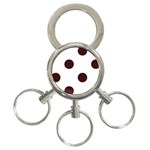 Polka Dots - Dark Sienna Brown on White 3-Ring Key Chain