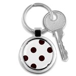 Polka Dots - Dark Sienna Brown on White Key Chain (Round)