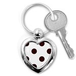 Polka Dots - Dark Sienna Brown on White Key Chain (Heart)