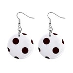 Polka Dots - Dark Sienna Brown on White 1  Button Earrings