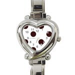 Polka Dots - Dark Sienna Brown on White Heart Italian Charm Watch