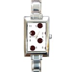 Polka Dots - Dark Sienna Brown on White Rectangle Italian Charm Watch