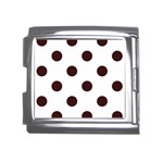 Polka Dots - Dark Sienna Brown on White Mega Link Italian Charm (18mm)
