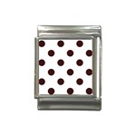 Polka Dots - Dark Sienna Brown on White Italian Charm (13mm)
