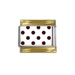 Polka Dots - Dark Sienna Brown on White Gold Trim Italian Charm (9mm)