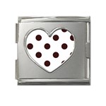 Polka Dots - Dark Sienna Brown on White Mega Link Heart Italian Charm (18mm)