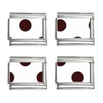 Polka Dots - Dark Sienna Brown on White 9mm Italian Charm (4 pack)