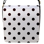 Polka Dots - Dark Sienna Brown on White Flap Closure Messenger Bag (S)