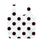 Polka Dots - Dark Sienna Brown on White Full Print Recycle Bag (M)