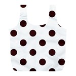 Polka Dots - Dark Sienna Brown on White Full Print Recycle Bag (L)