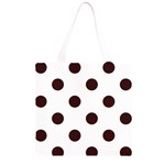 Polka Dots - Dark Sienna Brown on White Grocery Light Tote Bag