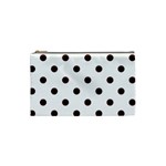 Polka Dots - Dark Sienna Brown on White Cosmetic Bag (S)