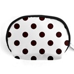 Polka Dots - Dark Sienna Brown on White Accessory Pouch (Medium)