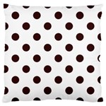Polka Dots - Dark Sienna Brown on White Large Cushion Case (Two Sides)