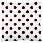 Polka Dots - Dark Sienna Brown on White Large Flano Cushion Case (Two Sides)