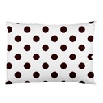 Polka Dots - Dark Sienna Brown on White Pillow Case (One Side)