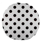 Polka Dots - Dark Sienna Brown on White Large 18  Premium Round Cushion