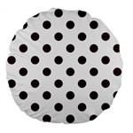Polka Dots - Dark Sienna Brown on White Large 18  Premium Flano Round Cushion