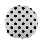 Polka Dots - Dark Sienna Brown on White Standard 15  Premium Round Cushion