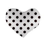 Polka Dots - Dark Sienna Brown on White Standard 16  Premium Heart Shape Cushion