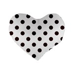 Polka Dots - Dark Sienna Brown on White Standard 16  Premium Flano Heart Shape Cushion