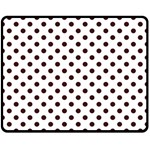Polka Dots - Dark Sienna Brown on White Double Sided Fleece Blanket (Medium) (Two Sides)