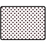 Polka Dots - Dark Sienna Brown on White Double Sided Fleece Blanket (Large) (Two Sides)